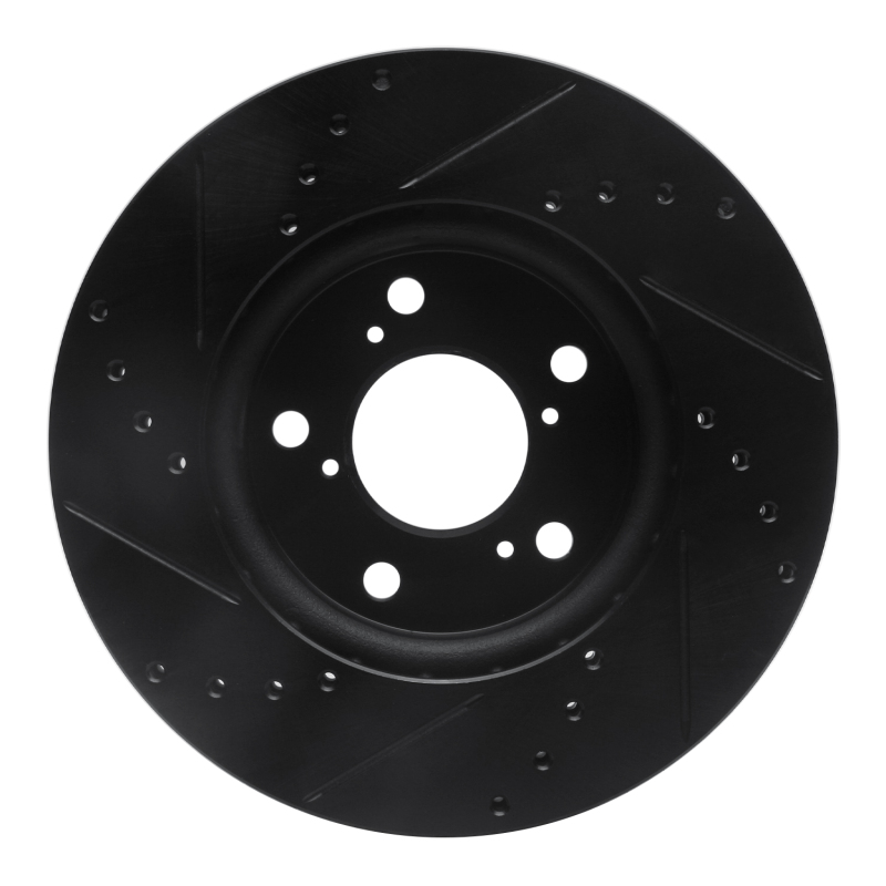 Honda Odyssey Brake Rotor (1) - Front Right - R1 Concepts - Drilled & Slotted - Black - `05-`10